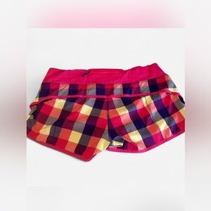 Lululemon Run Speed Shorts sz 8 VINTAGE Wet Dry Warm rare plaid gym workout